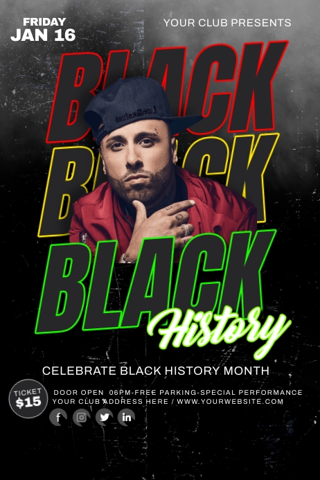 Black history month โปสเตอร์ template