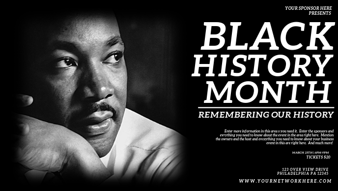 Black history month วิดีโอหน้าปก Facebook (16:9) template