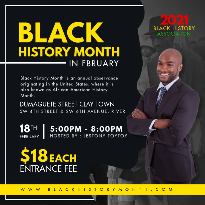 Yellow Black History Month Instagram Post Instagram-opslag template