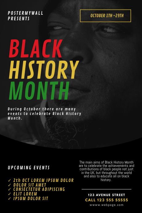 Black History Month Event Schedule Flyer Plakat template