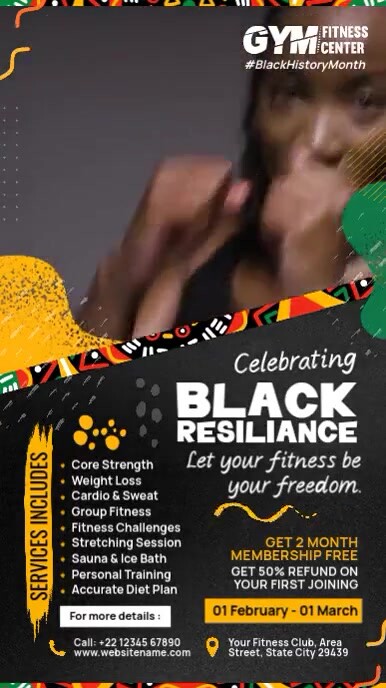 Black History Month Fitness Display Template | PosterMyWall