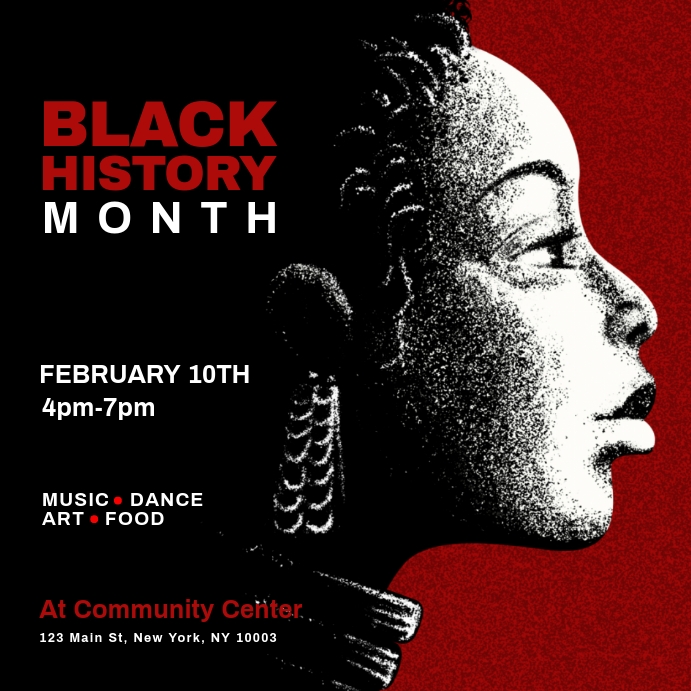 Black History Month Flyer Publicação no Instagram template