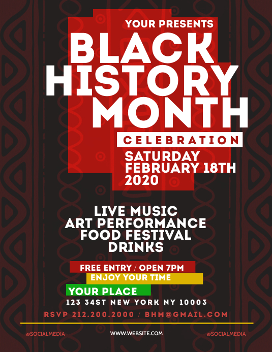 Black History Month Flyer Template Volantino (US Letter)