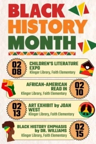 Black History Month Schedule of Events Poster template
