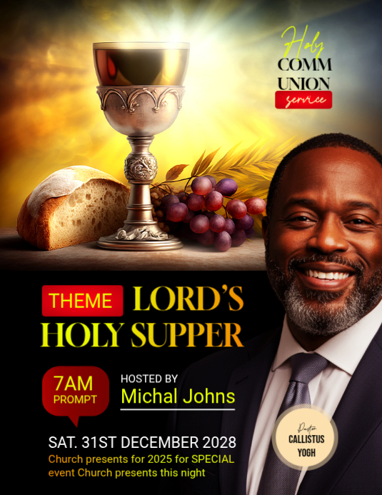 Plantilla de Black Holy Communion Service Flyer | PosterMyWall