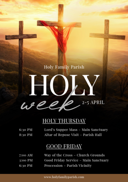 Black Holy Week Church Event A4 Template | PosterMyWall
