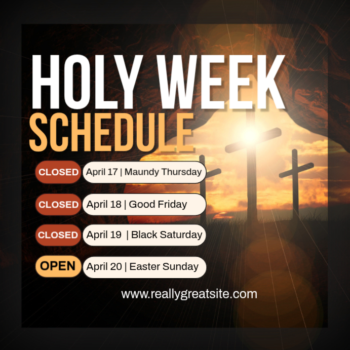 Holy Week Schedule Instagram Ad Template | PosterMyWall