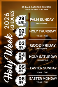 Black Holy Week Schedule  Pinterest Graphic template
