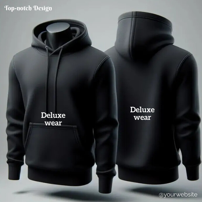 Black Hoodie Front and Back Mockup Template PosterMyWall