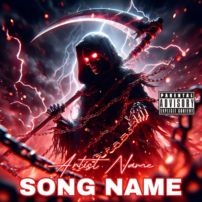 Black  Horror Skull Album Cover template