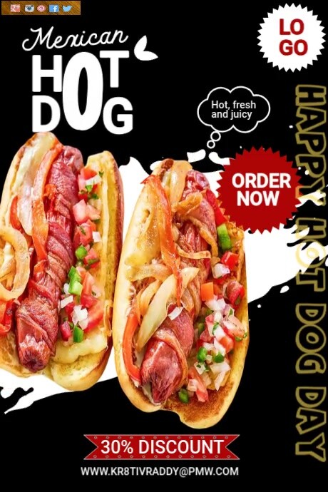 Black  Hot Dog Day Poster Plakkaat template