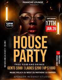 Black House Party Flyer Video Volante (Carta US) template