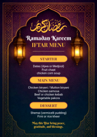 Black Iftar Menu A5 template