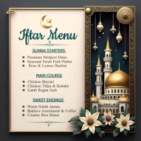 Black Iftar Menu Square Template / Ramadan Restaurant & Catering Design Persegi (1:1)