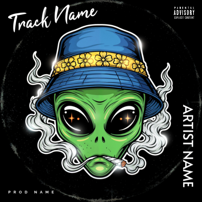 Black Illustrative alien stone Music Album Cover Album Cover Template ...