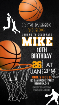 Black Illustrative All Star Birthday Invite Instagram Story template