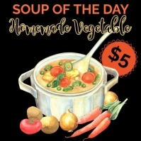 Black Illustrative Animated Soup Ad Instagram template