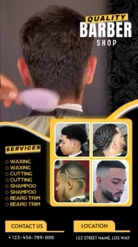 Black Illustrative Barbers Shop  Instagram Reel Instagram-Reel template