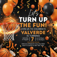 Black Illustrative  Basketball Birthday Square (1:1) template