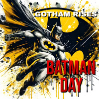 Black Illustrative Batman Day Flyer Square (1:1) template