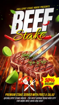 Черный Beef Steak Promotion Instagram Story Template