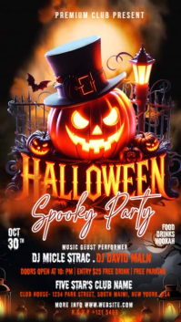 Black Illustrative Best Halloween Party Flyer Design  Instagram Story template