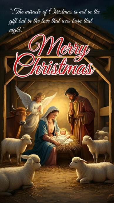 Black Illustrative Birth Of Jesus Instagram Story Template | PosterMyWall