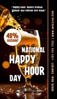 Black Illustrative Black Background Gradient National Happy Hour Day  Business Card Visitenkarte template