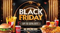 Black Illustrative Black Friday Food Deal Promo – Restaurant & Fast Food Discount Video Digital Disp template