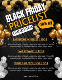 Black Illustrative Black Friday Sale Ad Flyer (us Letter) template