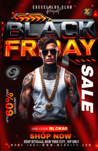 Black Illustrative Black Friday Sale Deals Template Half Page Wide