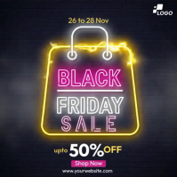 Black Illustrative Black Friday Sale Square (1:1) template