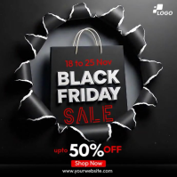 Black Illustrative Black Friday Sale Square (1:1) template