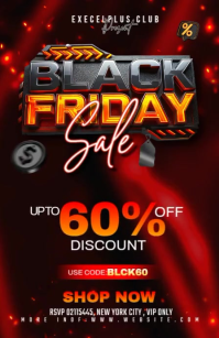 Black Illustrative Black Friday Sale Template Half Page Wide
