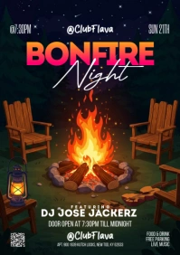 Black Illustrative Bonfire A5 template