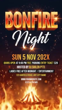 Black Illustrative Bonfire Night Party Instagram Story template