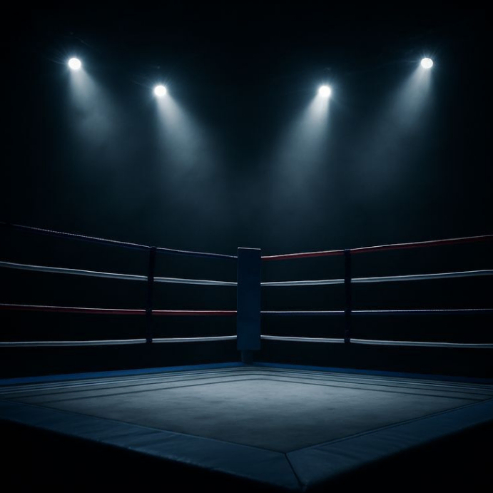Black Illustrative Boxing Ring Stage Background Instagram Post Template ...
