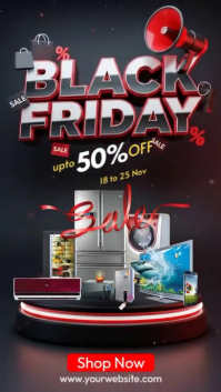 Black Illustrative Brown 3d Black Friday Sale Instagram Story template