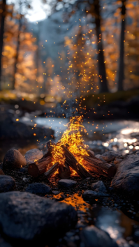 黑色 Campfire in Nature Digitalt display Template