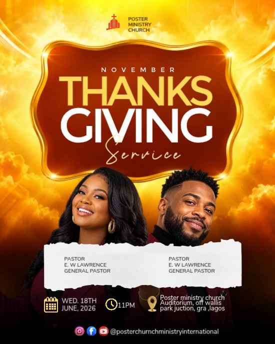 Postcard Example Portrait Black Illustrative Church Thanksgiving Service Flyer | Christian ...