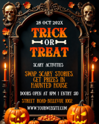 Black Illustrative Community Trick Or Treat, Instagram Portrait template