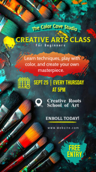 Black Illustrative Creative Art Class For Beginners Instagram Story template