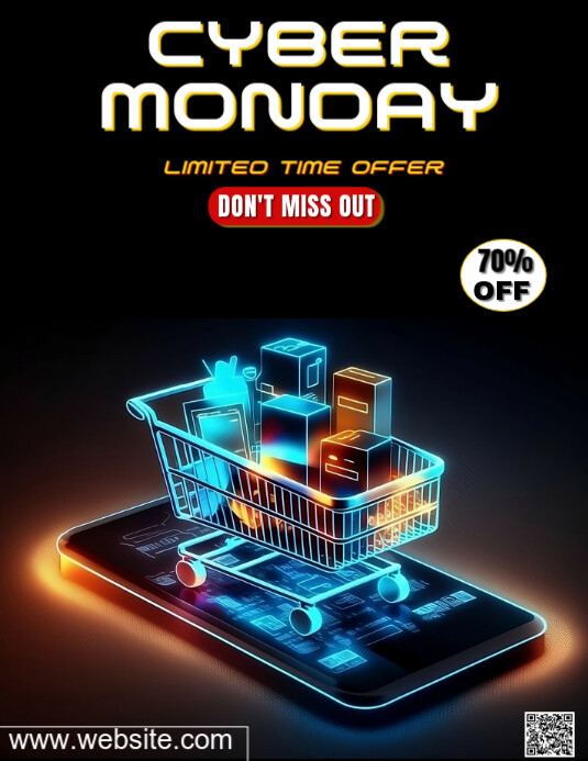 Black Illustrative Cyber Monday  Flyer (us Letter) template