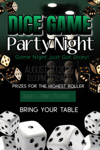 Black Illustrative Dice Game Party Night Poster template