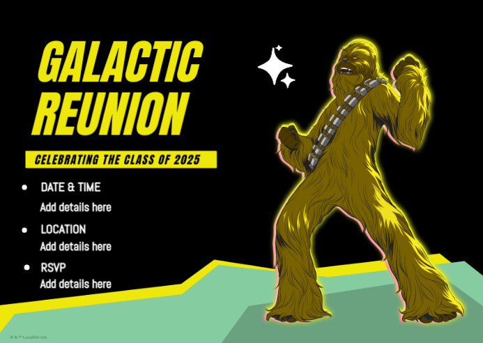 Black Illustrative Disney Star Wars/decorative/bold/bright/tech/technology/sci Fi/trendy/holographic Postal template