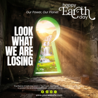 Black Illustrative Earth Day Awareness Square template