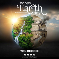 Black Illustrative Earth Day Awareness Square Video Cuadrado (1:1) template