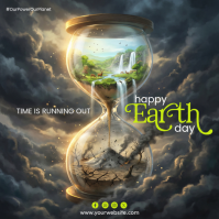 Black Illustrative Earth Day Awareness Square Quadrat (1:1) template