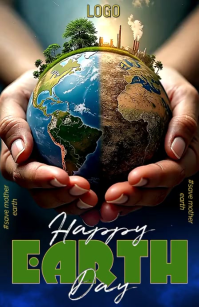 Black Illustrative Earth Day Half Page Wide Video template