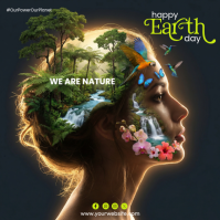 Black Illustrative Earth Day Square template